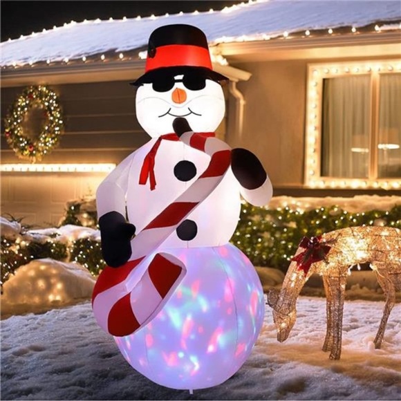 8 FT Christmas Inflatable Snowman with Playing Saxophone  Christmas Decoration - Picture 3 of 8